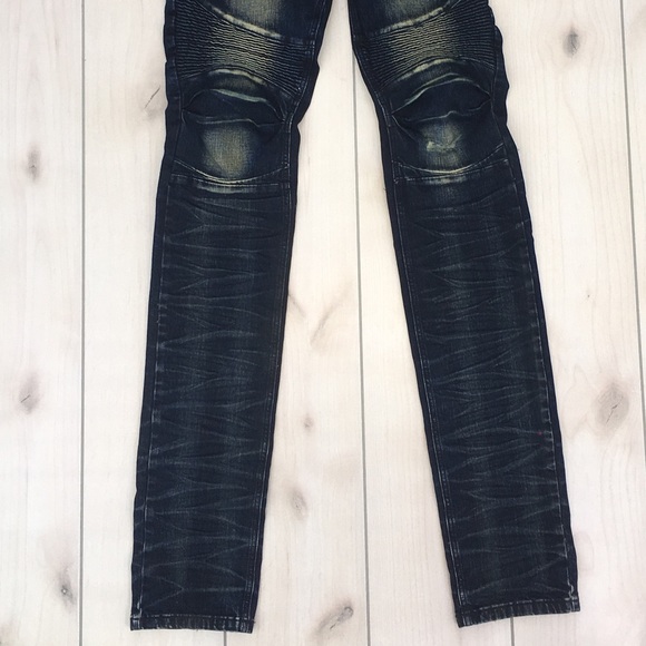 Smoke Rise Distressed Wash Slim Fit Biker Jeans - Picture 3 of 8